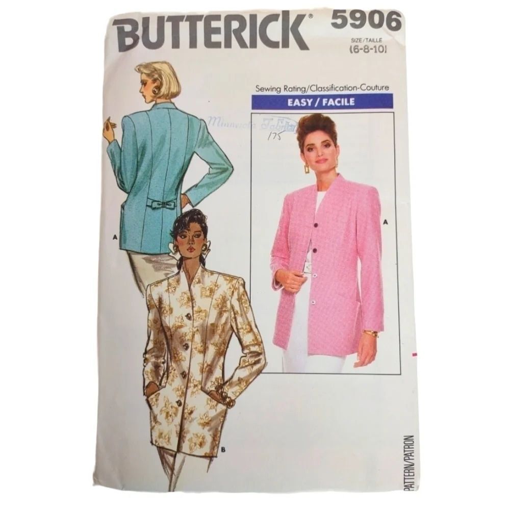Butterick Pattern 5906 Jacket Size 6-8-10 UNCUT Couture